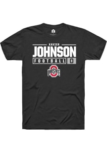 Xavier Johnson  Ohio State Buckeyes Black Rally NIL Stacked Box Short Sleeve T Shirt