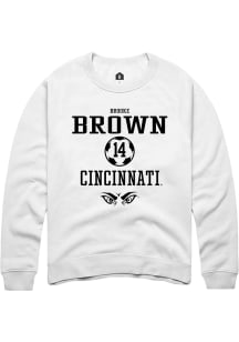 Brooke Brown  Rally Cincinnati Bearcats Mens White NIL Sport Icon Long Sleeve Crew Sweatshirt