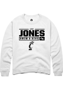 Lily Jones  Rally Cincinnati Bearcats Mens White NIL Stacked Box Long Sleeve Crew Sweatshirt