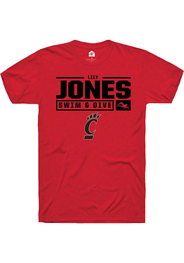 Lily Jones Cincinnati Bearcats Red Rally NIL Stacked Box Short Sleeve T Shirt