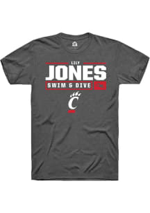 Lily Jones  Cincinnati Bearcats Dark Grey Rally NIL Stacked Box Short Sleeve T Shirt