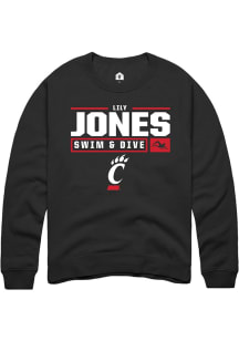 Lily Jones  Rally Cincinnati Bearcats Mens Black NIL Stacked Box Long Sleeve Crew Sweatshirt