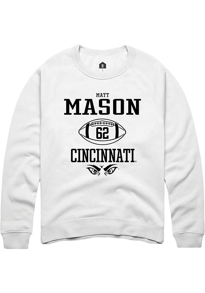 Matt Mason Rally Cincinnati Bearcats Mens White NIL Sport Icon Long Sleeve Crew Sweatshirt