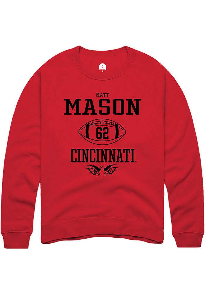 Matt Mason Rally Cincinnati Bearcats Mens Red NIL Sport Icon Long Sleeve Crew Sweatshirt