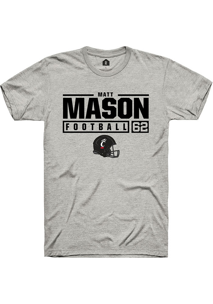 Matt Mason Cincinnati Bearcats Ash Rally NIL Stacked Box Short Sleeve T Shirt