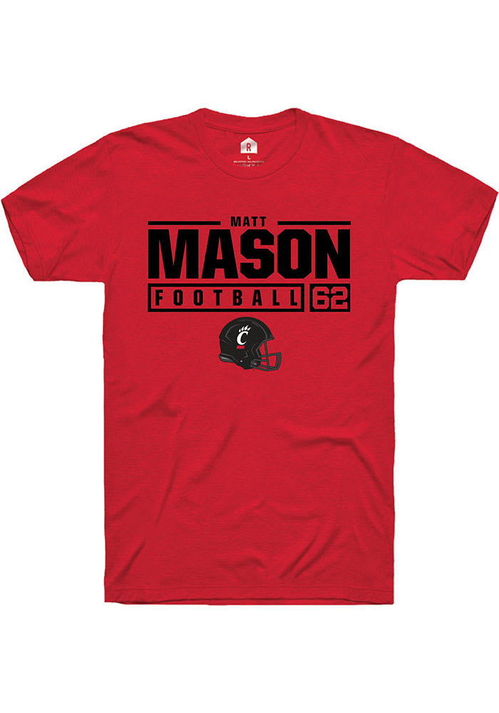 Matt Mason Cincinnati Bearcats Red Rally NIL Stacked Box Short Sleeve T Shirt
