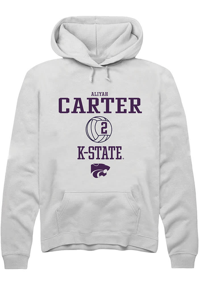 Aliyah Carter Rally K-State Wildcats Mens White NIL Sport Icon Long Sleeve Hoodie