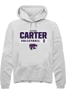 Aliyah Carter Rally Mens White K-State Wildcats NIL Stacked Box Hooded Sweatshirt