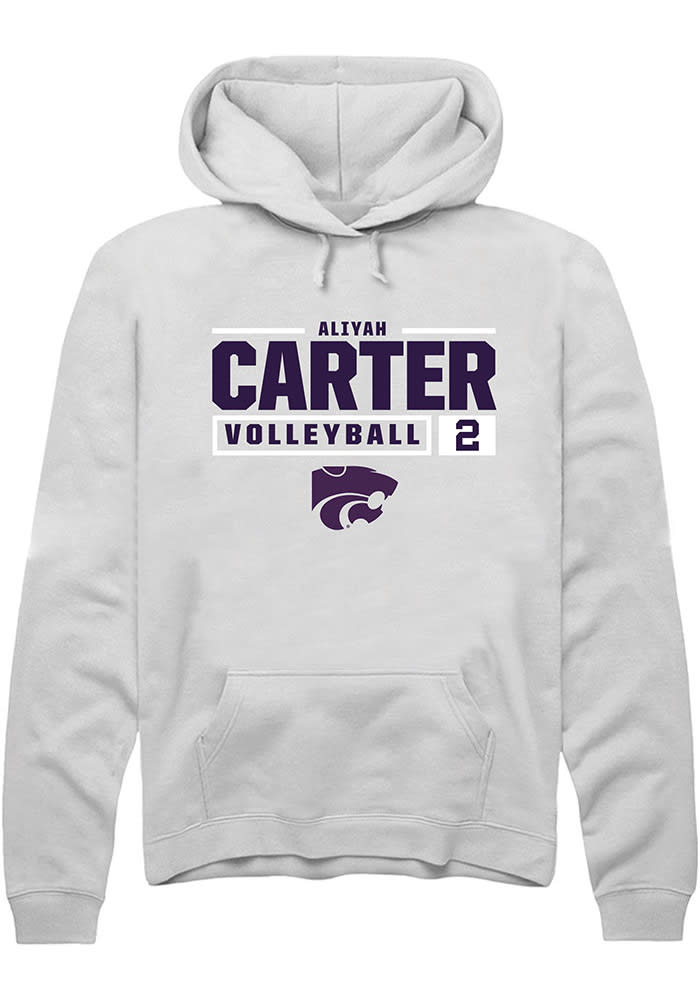 Aliyah Carter Rally K-State Wildcats Mens White NIL Stacked Box Long Sleeve Hoodie