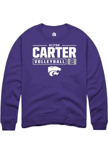 Aliyah Carter Rally Mens Purple K-State Wildcats NIL Stacked Box Crew Sweatshirt