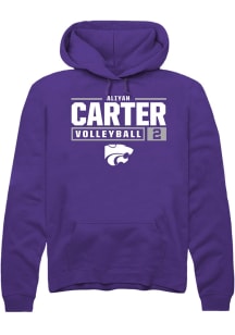 Aliyah Carter Rally Mens Purple K-State Wildcats NIL Stacked Box Hooded Sweatshirt