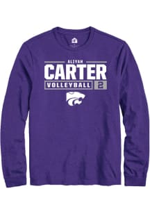 Aliyah Carter Rally Mens Purple K-State Wildcats NIL Stacked Box Tee