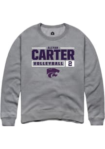 Aliyah Carter Rally Mens Graphite K-State Wildcats NIL Stacked Box Crew Sweatshirt