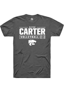 Aliyah Carter Dark Grey K-State Wildcats NIL Stacked Box Short Sleeve T Shirt