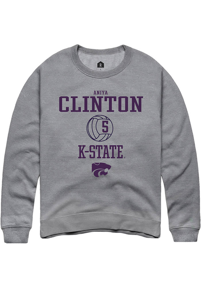 Aniya Clinton Rally K-State Wildcats Mens Grey NIL Sport Icon Long Sleeve Crew Sweatshirt
