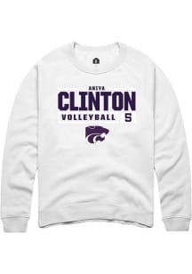 Aniya Clinton Rally Mens White K-State Wildcats NIL Stacked Box Crew Sweatshirt