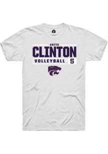 Aniya Clinton White K-State Wildcats NIL Stacked Box Short Sleeve T Shirt