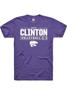 Aniya Clinton Purple K-State Wildcats NIL Stacked Box Short Sleeve T Shirt