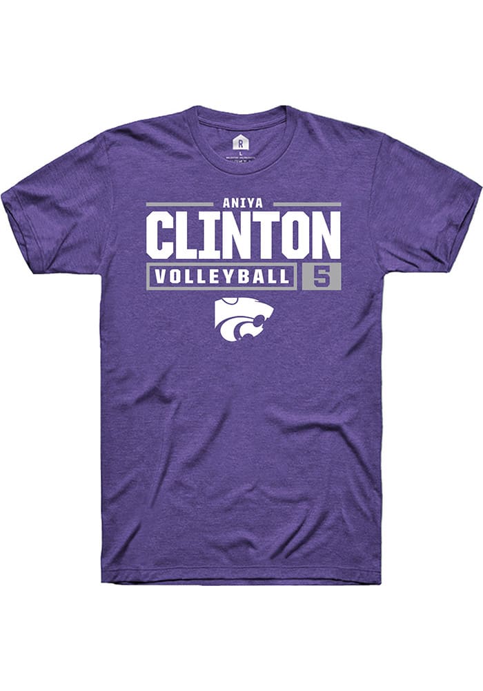Aniya Clinton K-State Wildcats Purple Rally NIL Stacked Box Short Sleeve T Shirt