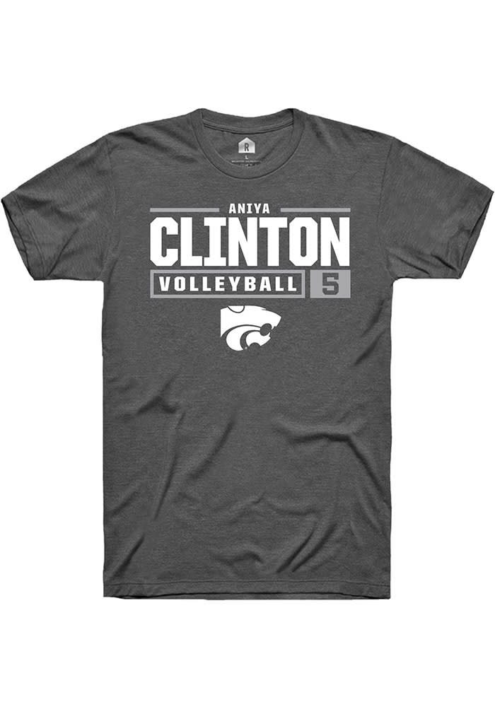 Aniya Clinton K-State Wildcats Grey Rally NIL Stacked Box Short Sleeve T Shirt