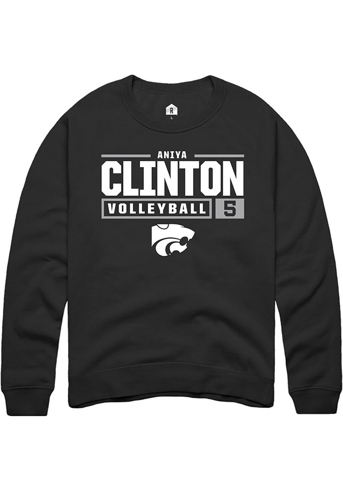 Aniya Clinton Rally K-State Wildcats Mens Black NIL Stacked Box Long Sleeve Crew Sweatshirt