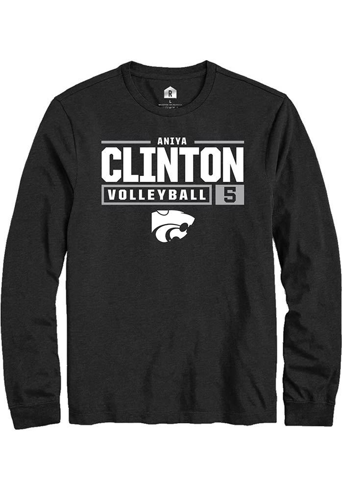 Aniya Clinton K-State Wildcats Black Rally NIL Stacked Box Long Sleeve T Shirt