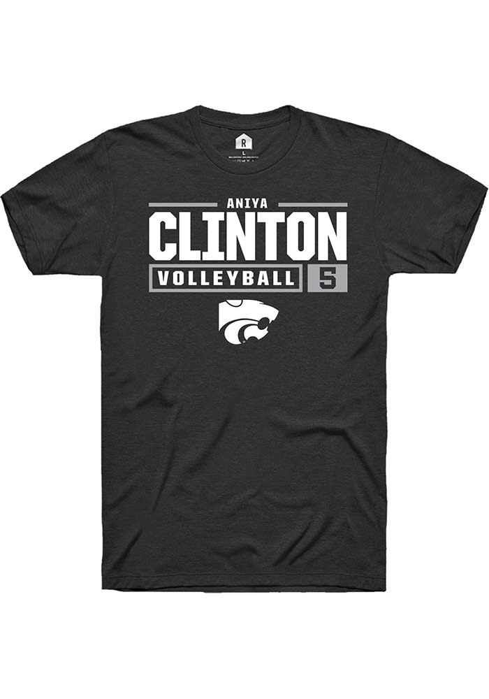 Aniya Clinton K-State Wildcats Black Rally NIL Stacked Box Short Sleeve T Shirt