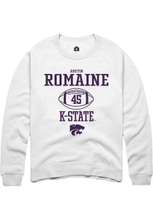 Austin Romaine Rally Mens White K-State Wildcats NIL Sport Icon Crew Sweatshirt