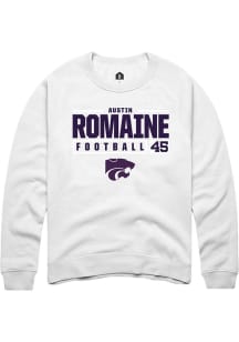 Austin Romaine Rally Mens White K-State Wildcats NIL Stacked Box Crew Sweatshirt