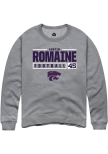 Austin Romaine Rally Mens Graphite K-State Wildcats NIL Stacked Box Crew Sweatshirt