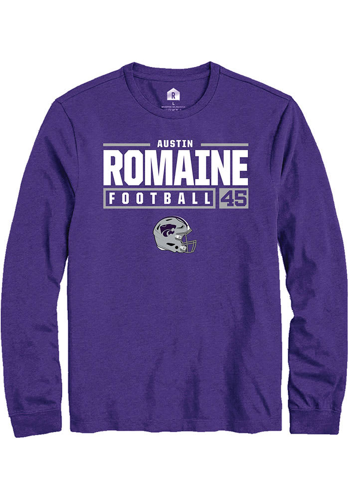Austin Romaine K-State Wildcats Purple Rally NIL Stacked Box Long Sleeve T Shirt