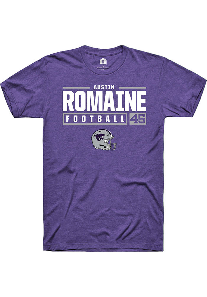 Austin Romaine K-State Wildcats Purple Rally NIL Stacked Box Short Sleeve T Shirt