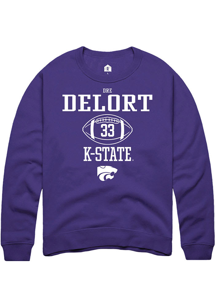 Dre Delort Rally K-State Wildcats Mens Purple NIL Sport Icon Long Sleeve Crew Sweatshirt
