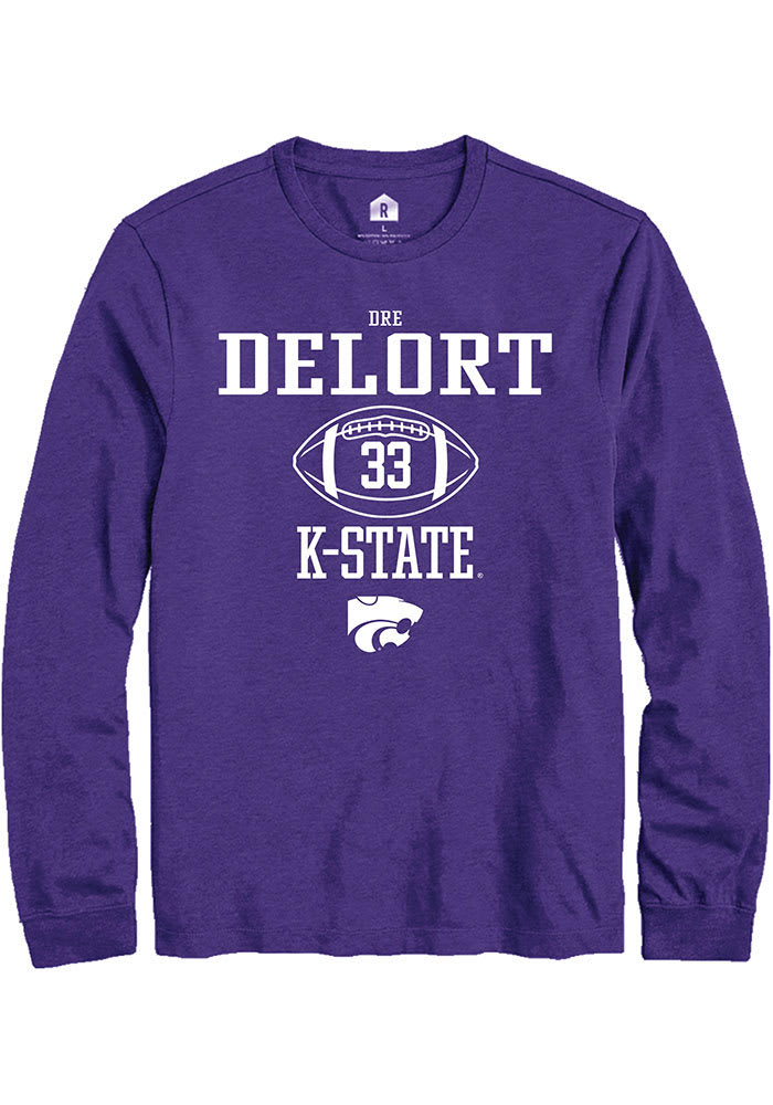 Dre Delort K-State Wildcats Purple Rally NIL Sport Icon Long Sleeve T Shirt
