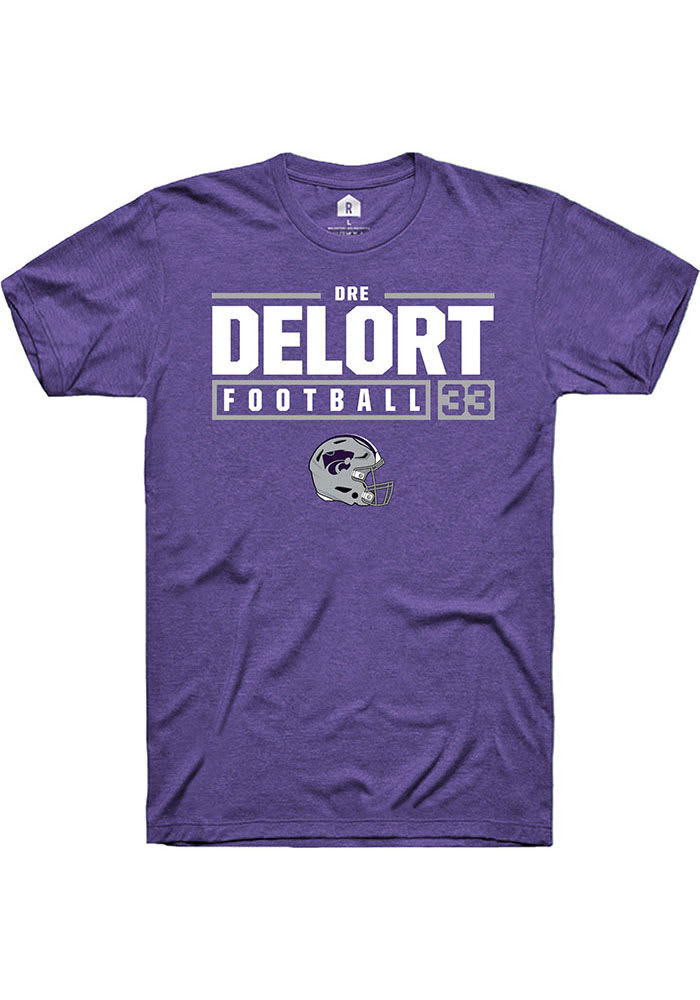Dre Delort K-State Wildcats Purple Rally NIL Stacked Box Short Sleeve T Shirt