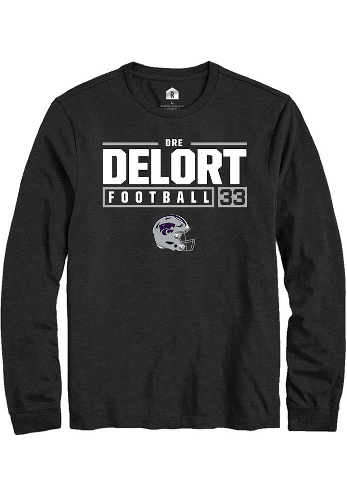 Dre Delort K-State Wildcats Black Rally NIL Stacked Box Long Sleeve T Shirt