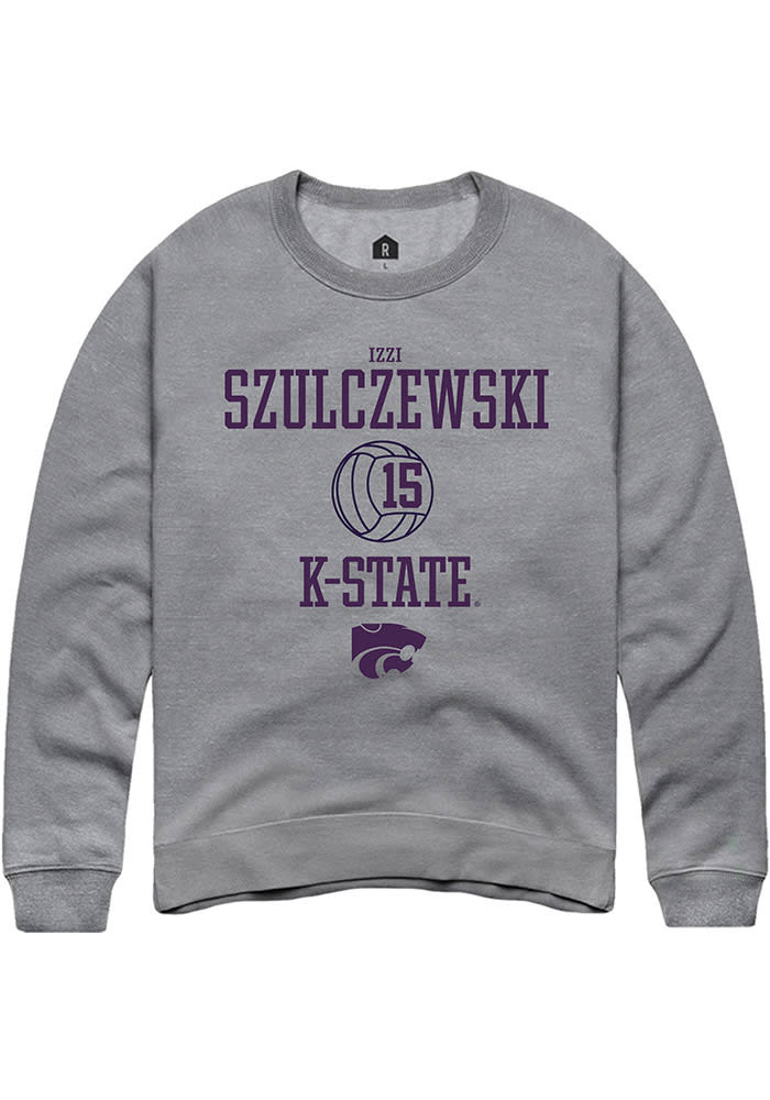 Izzi Szulczewski Rally K-State Wildcats Mens Grey NIL Sport Icon Long Sleeve Crew Sweatshirt