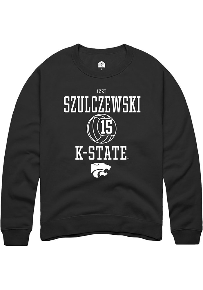 Izzi Szulczewski Rally K-State Wildcats Mens Black NIL Sport Icon Long Sleeve Crew Sweatshirt
