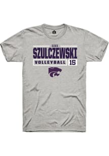 Izzi Szulczewski  K-State Wildcats Ash Rally NIL Stacked Box Short Sleeve T Shirt