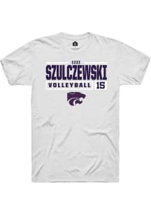 Izzi Szulczewski  K-State Wildcats White Rally NIL Stacked Box Short Sleeve T Shirt