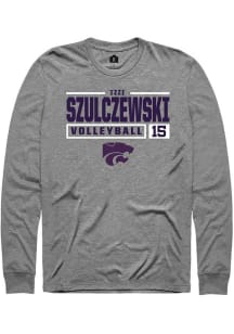 Izzi Szulczewski  K-State Wildcats Graphite Rally NIL Stacked Box Long Sleeve T Shirt