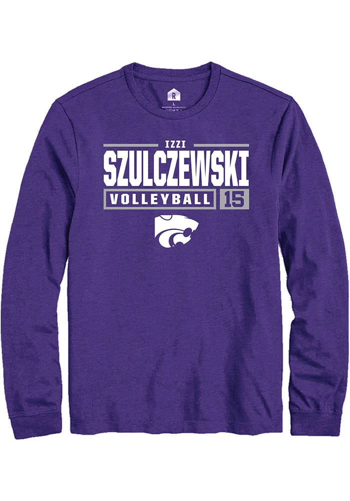 Izzi Szulczewski K-State Wildcats Purple Rally NIL Stacked Box Long Sleeve T Shirt