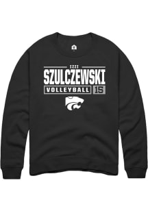 Izzi Szulczewski Rally Mens Black K-State Wildcats NIL Stacked Box Crew Sweatshirt