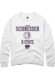 Lauren Schneider Rally Mens White K-State Wildcats NIL Sport Icon Crew Sweatshirt