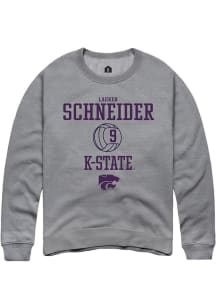 Lauren Schneider Rally Mens Graphite K-State Wildcats NIL Sport Icon Crew Sweatshirt