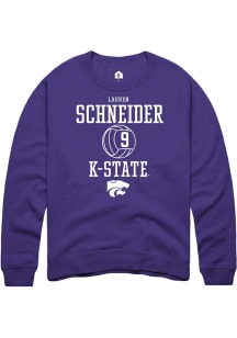 Lauren Schneider Rally Mens Purple K-State Wildcats NIL Sport Icon Crew Sweatshirt