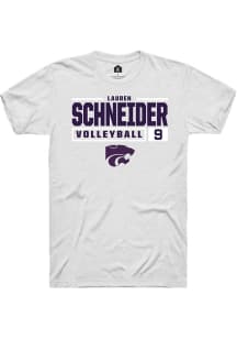 Lauren Schneider White K-State Wildcats NIL Stacked Box Short Sleeve T Shirt