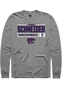 Lauren Schneider Rally Mens Graphite K-State Wildcats NIL Stacked Box Tee