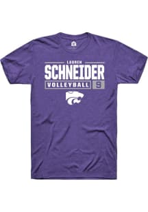 Lauren Schneider Purple K-State Wildcats NIL Stacked Box Short Sleeve T Shirt