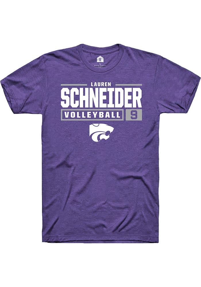 Lauren Schneider K-State Wildcats Purple Rally NIL Stacked Box Short Sleeve T Shirt